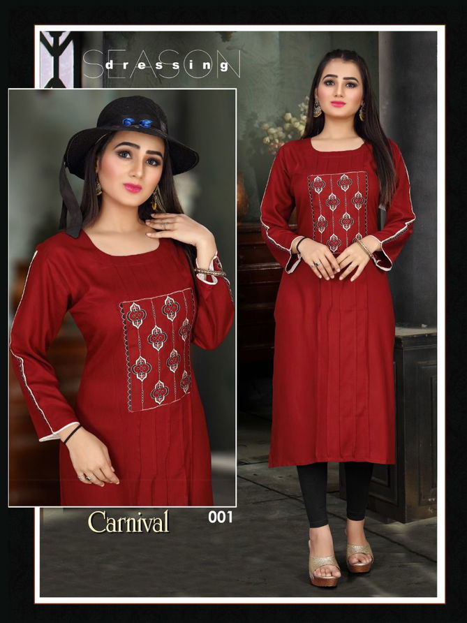 Aagya Carnival Rayon Designer Fancy Wear Printed Kurti Collection